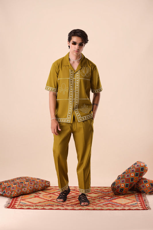 Olive Resort Collar Co-ord Set