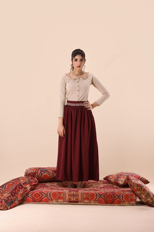 Dark Maroon Trivela Skirt