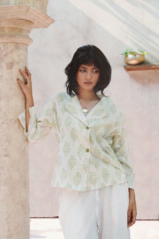 Lapel Collar Linen Shirt