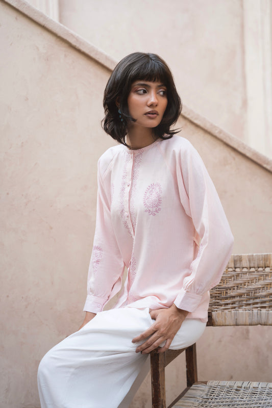 Raglan Sleeves Button Down Shirt