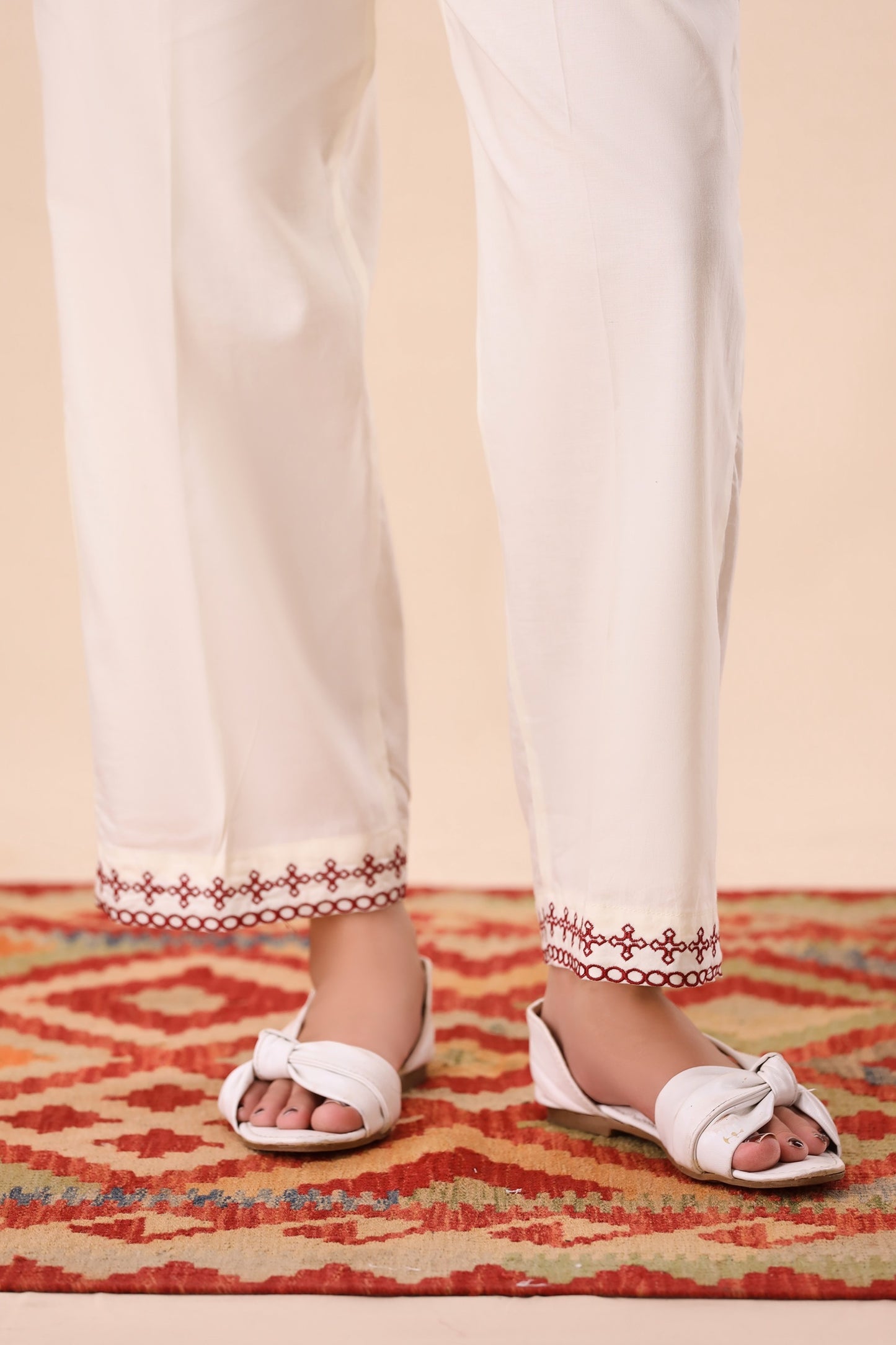 Light Beige Band Collar Co-ord Set