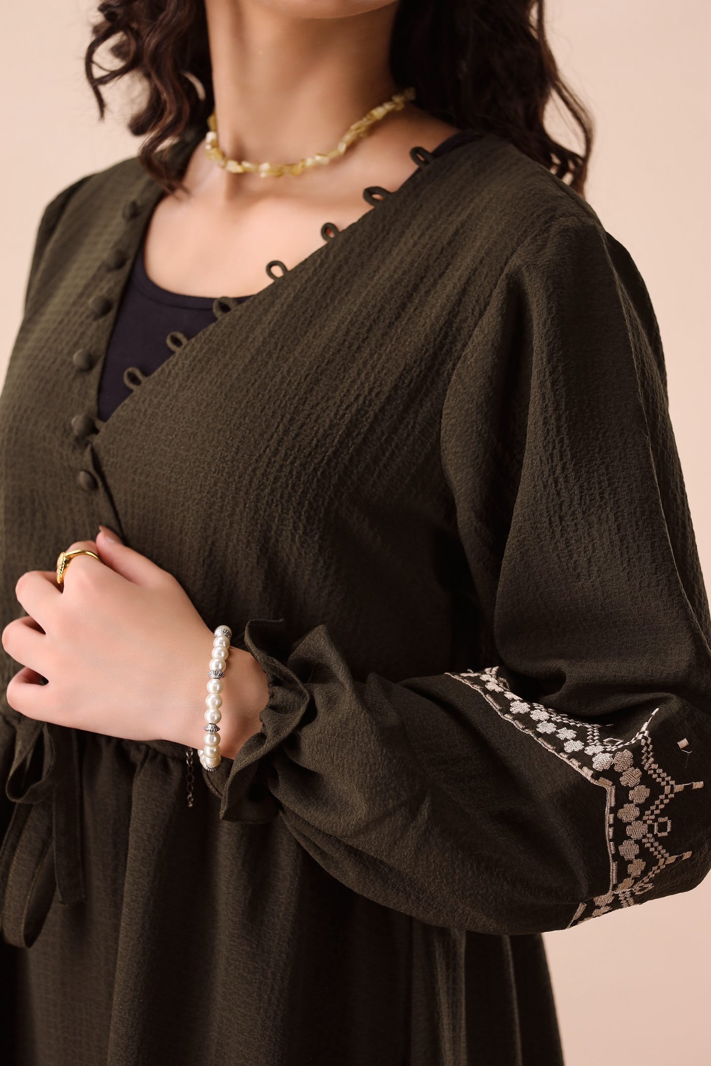 Crinkle Trivela Midnight Green Middie