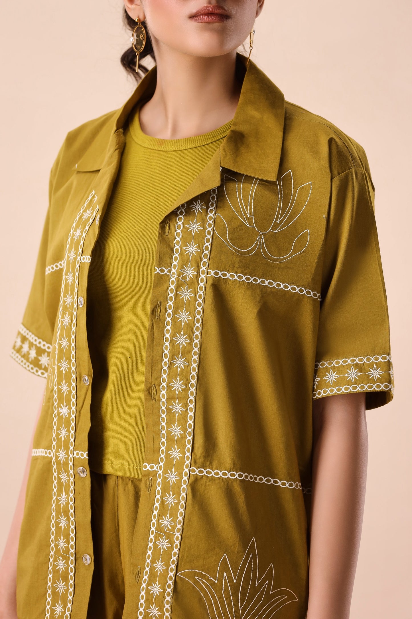 Olive Resort Collar Co-ord Set