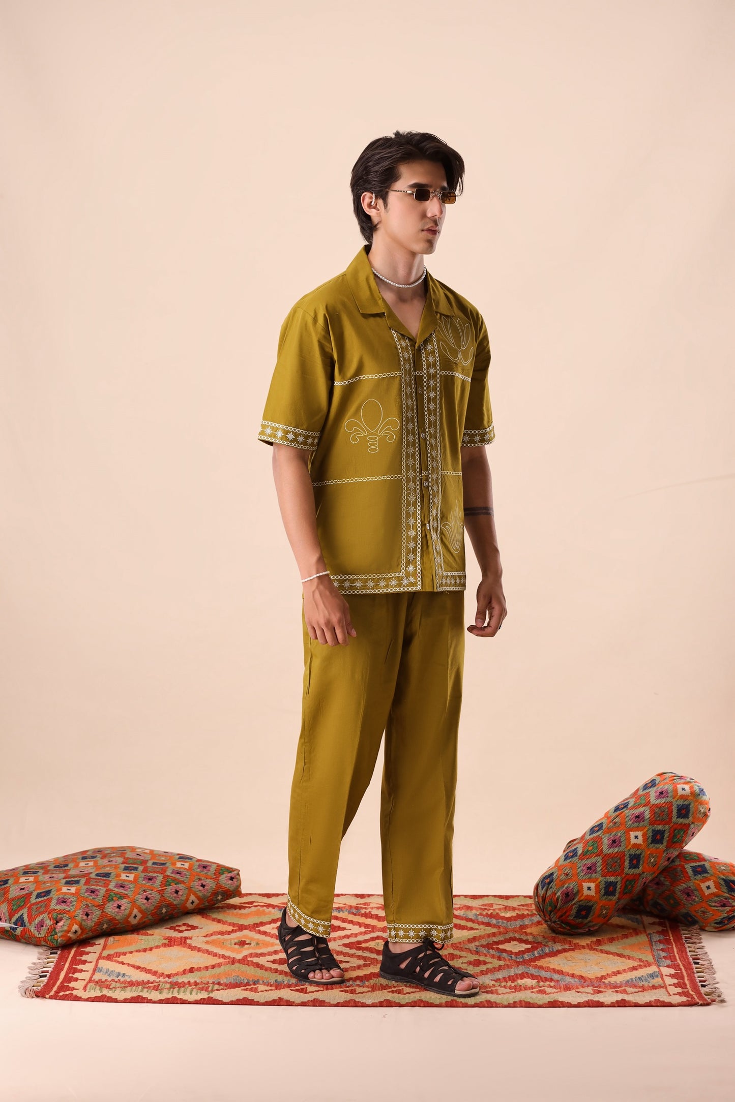 Olive Resort Collar Co-ord Set