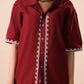 Dark Maroon Resort Collar Co-ord Set