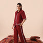 Dark Maroon Resort Collar Co-ord Set