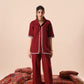 Dark Maroon Resort Collar Co-ord Set