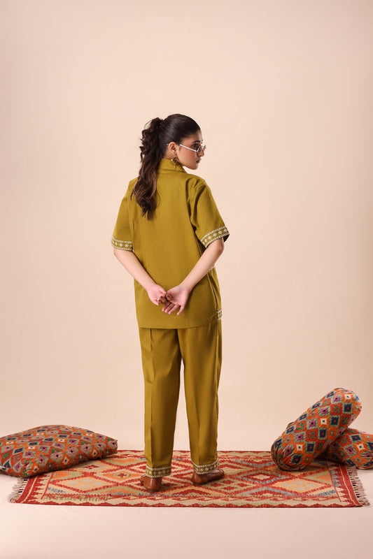 Olive Resort Collar Co-ord Set
