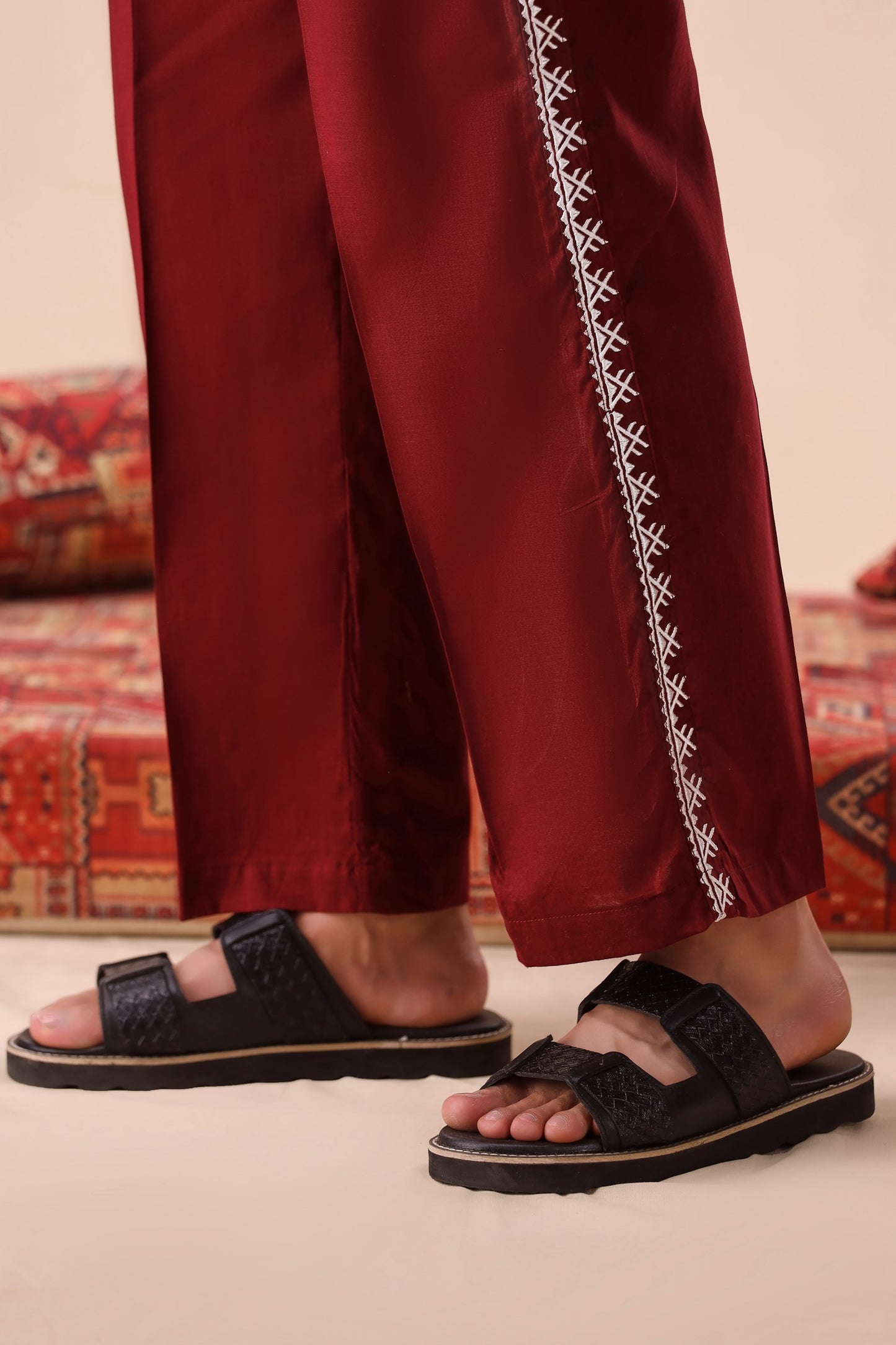 Dark Maroon Resort Collar Co-ord Set