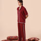 Dark Maroon Resort Collar Co-ord Set
