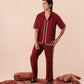 Dark Maroon Resort Collar Co-ord Set