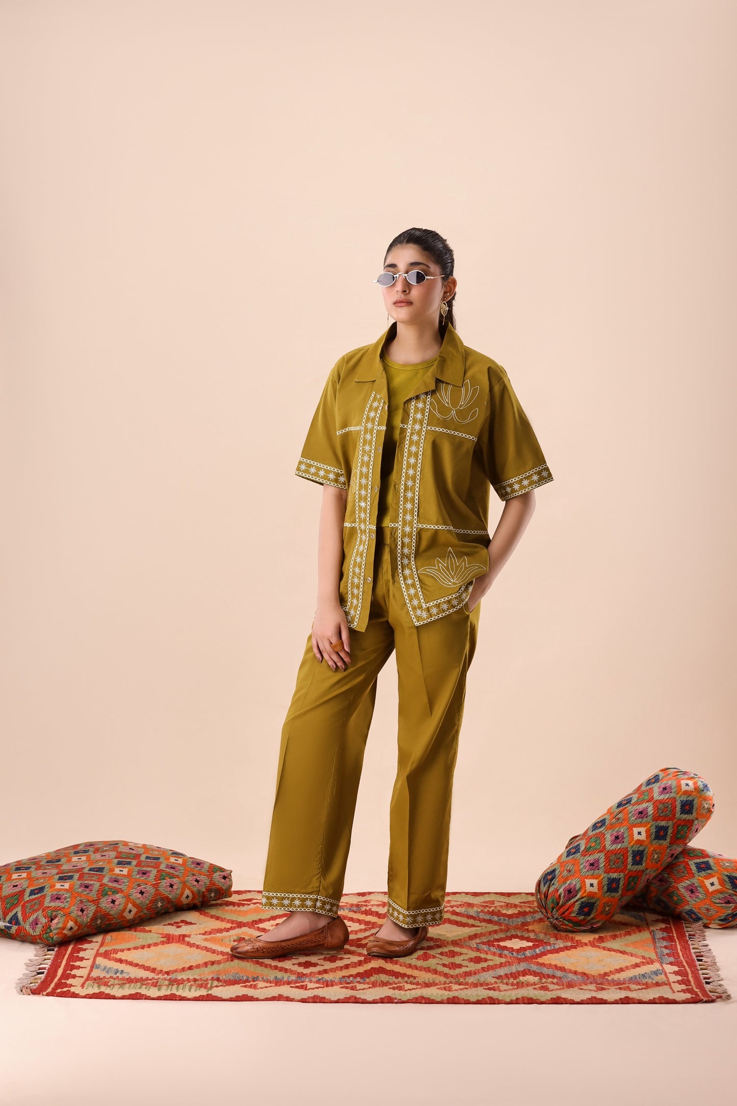Olive Resort Collar Co-ord Set