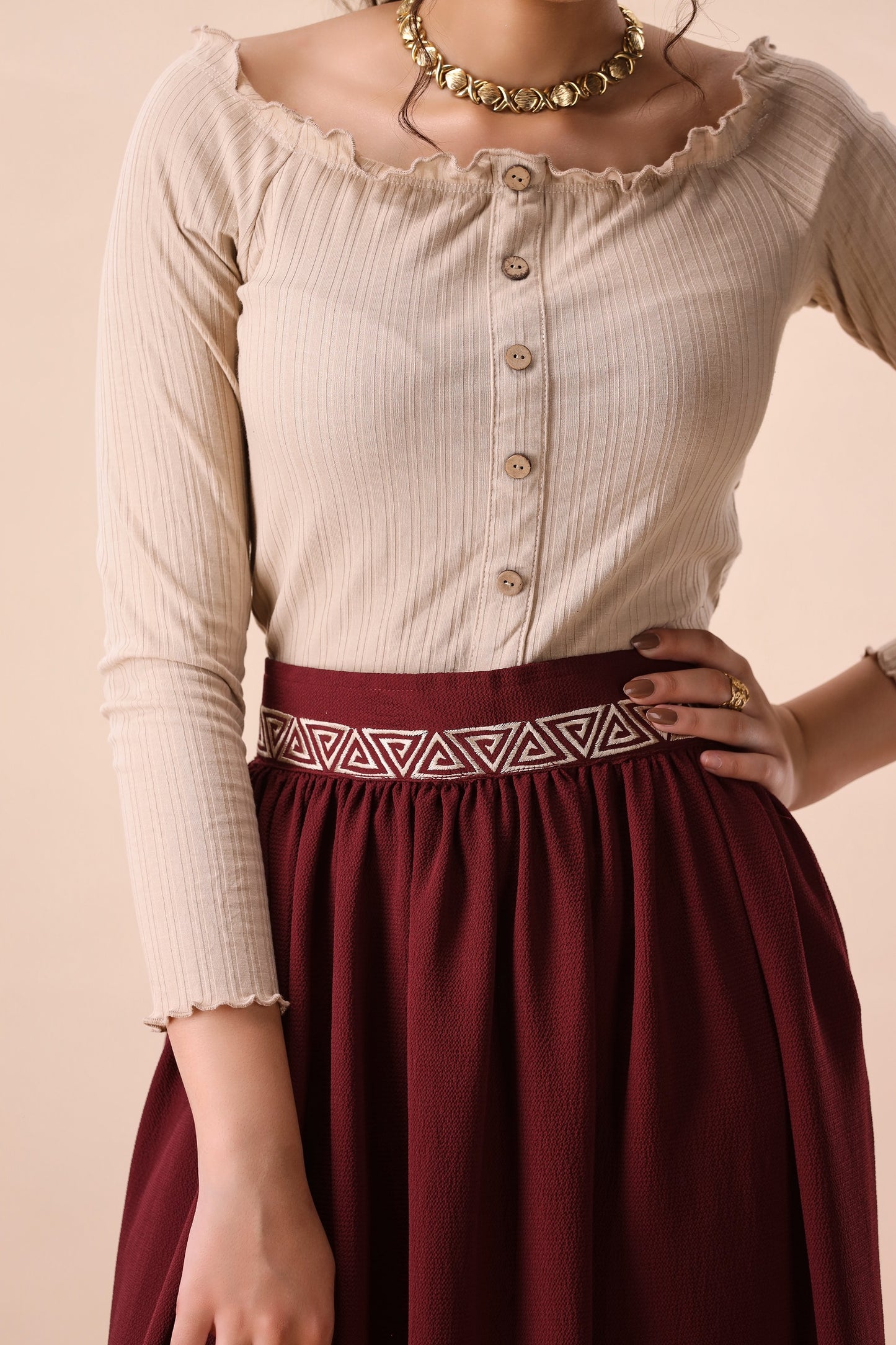 Dark Maroon Trivela Skirt