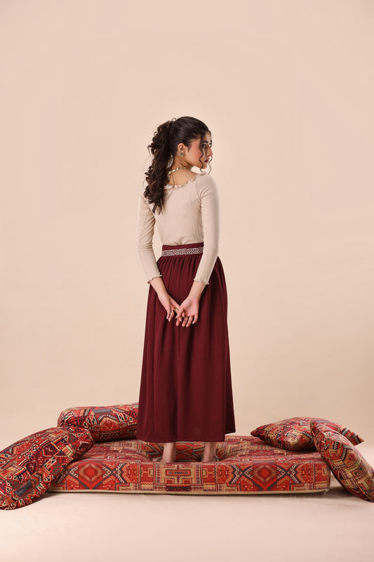 Dark Maroon Trivela Skirt