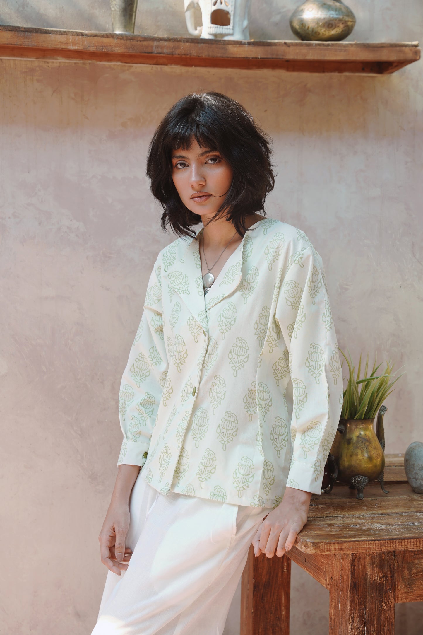 Lapel Collar Linen Shirt
