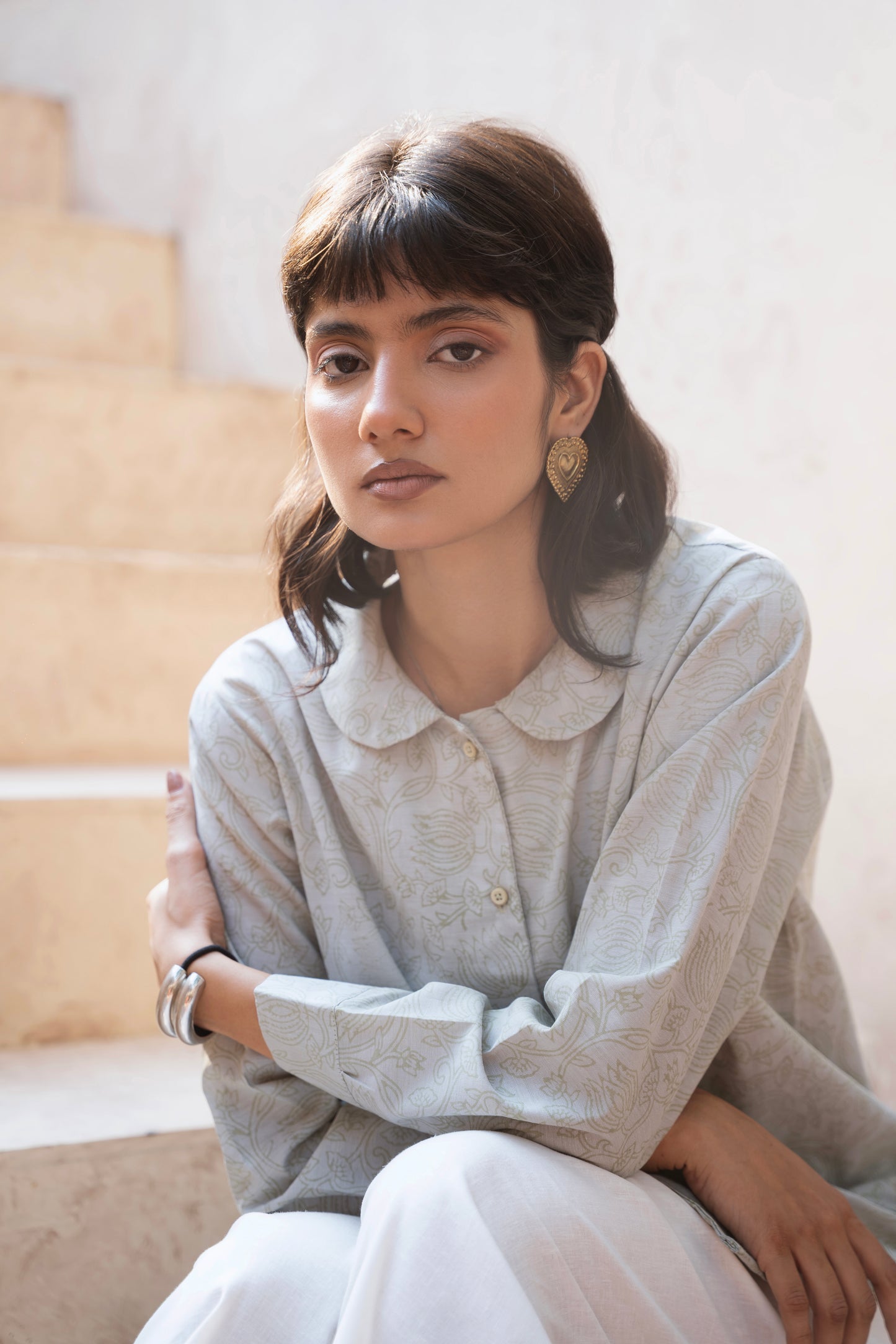 Peter Pan Collar Button Down Shirt