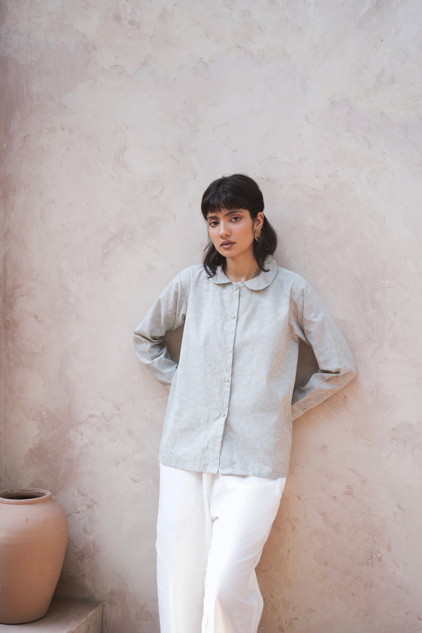 Peter Pan Collar Button Down Shirt
