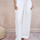 Off White Linen Wide Leg Trouser