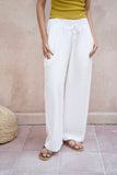 Off White Linen Wide Leg Trouser