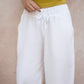 Off White Linen Wide Leg Trouser