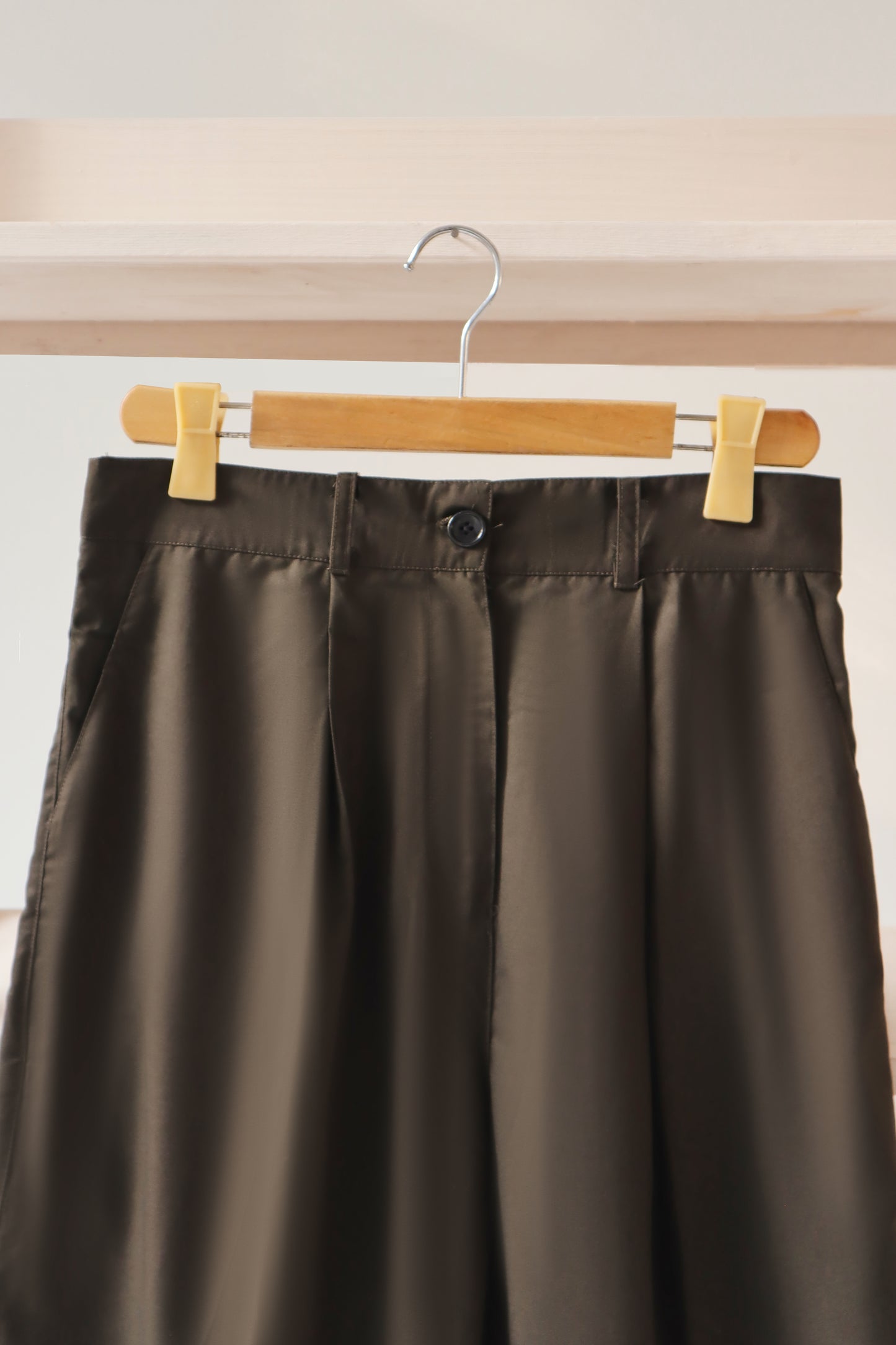Dark Olive Green Wide Leg Trouser Pants