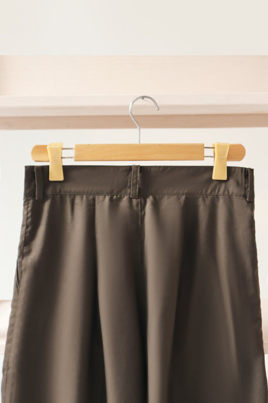 Dark Olive Green Wide Leg Trouser Pants